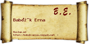 Babák Erna névjegykártya